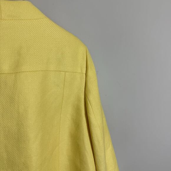 Talbots 100% Linen Blazer Pockets Size 14 Yellow Collarless New - Picture 4 of 7